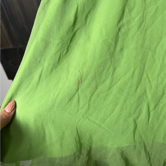 Y2K Jonathan Martin Studio Green Silk Ruched Fit & Flare Sleeveless Midi Dress 8 - Picture 7 of 7